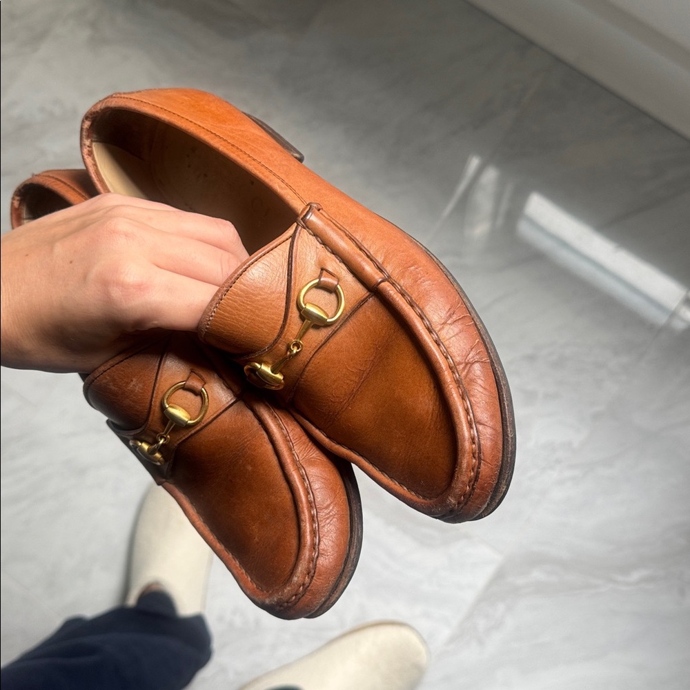 Gucci Brown Leather Horsebit Loafers